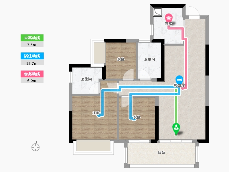 广西壮族自治区-南宁市-邕府·紫荆园-74.74-户型库-动静线