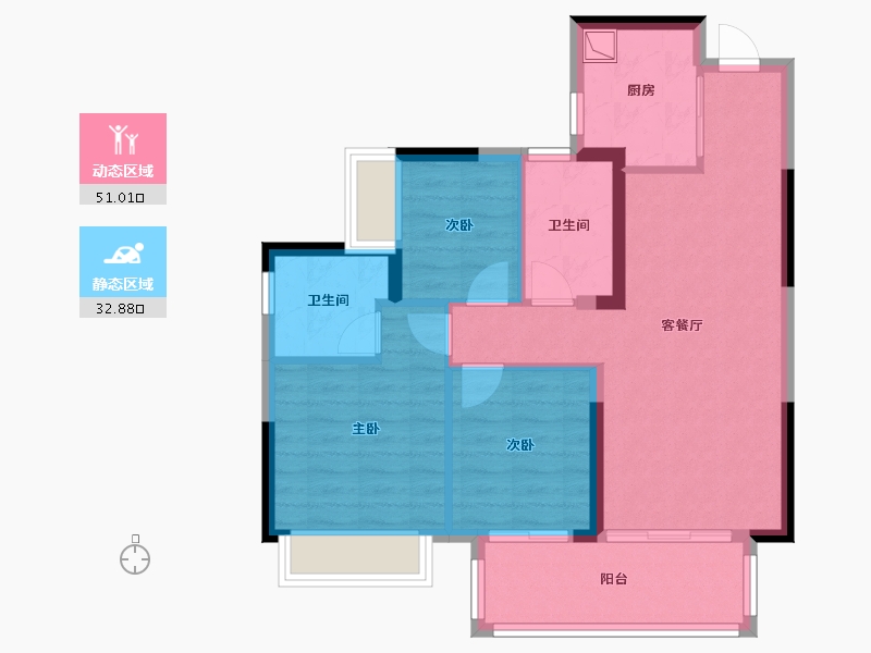 广西壮族自治区-南宁市-邕府·紫荆园-74.74-户型库-动静分区