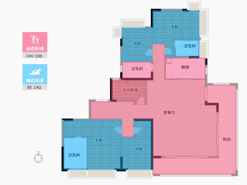 湖南省-长沙市-明昇望月府-206.40-户型库-动静分区