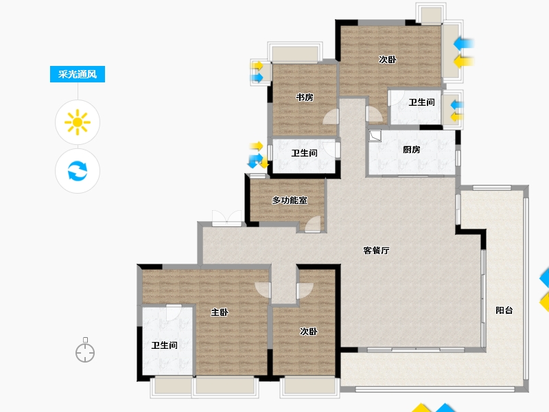 湖南省-长沙市-明昇望月府-206.40-户型库-采光通风