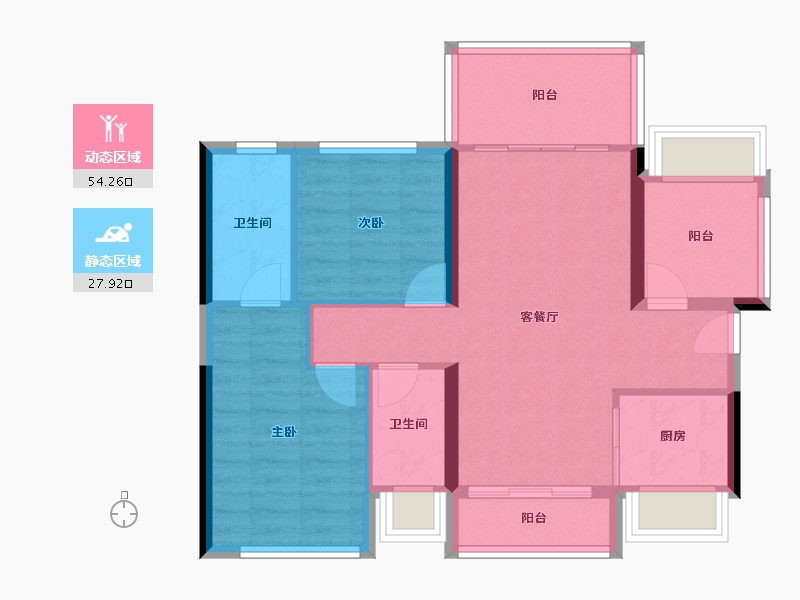 广东省-湛江市-城发润璟湾-73.45-户型库-动静分区