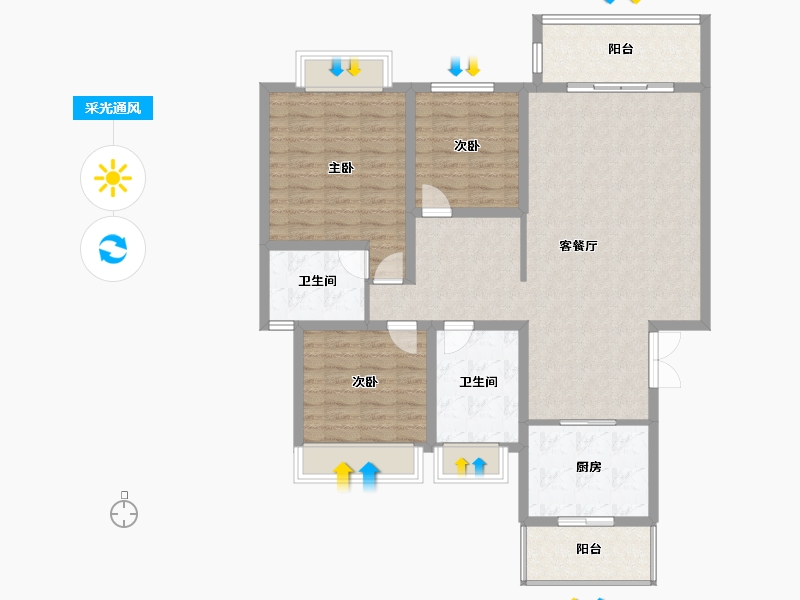 四川省-成都市-和韵美联墅-113.57-户型库-采光通风