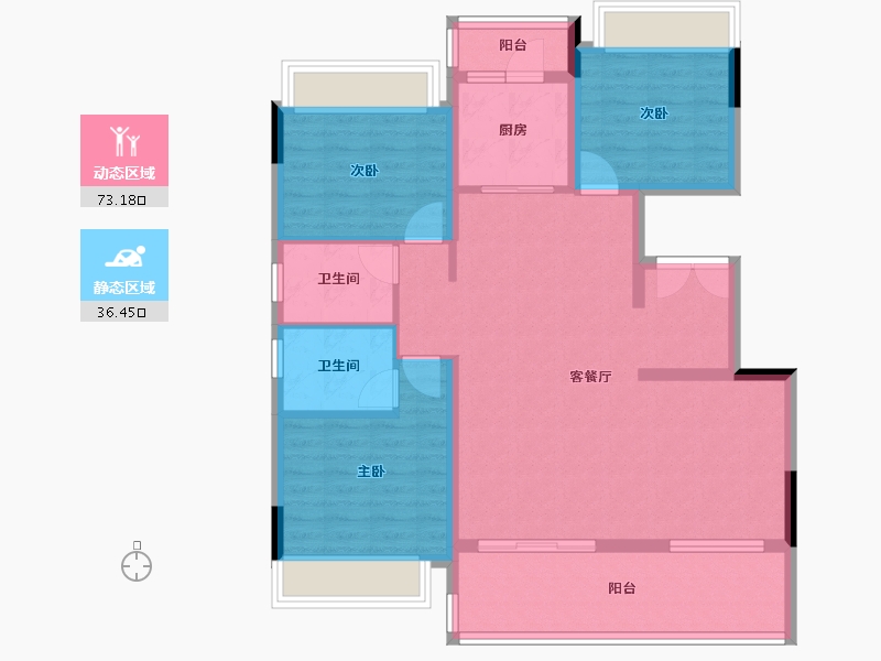 湖北省-荆门市-长宁书院-98.26-户型库-动静分区