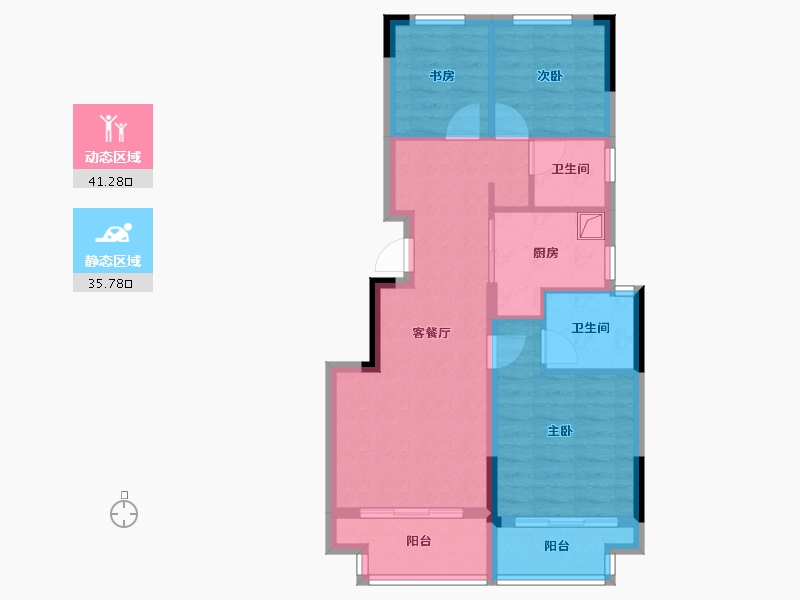 浙江省-金华市-城开朝晖苑-68.19-户型库-动静分区