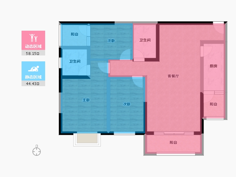 云南省-昆明市-佳品苑-90.37-户型库-动静分区