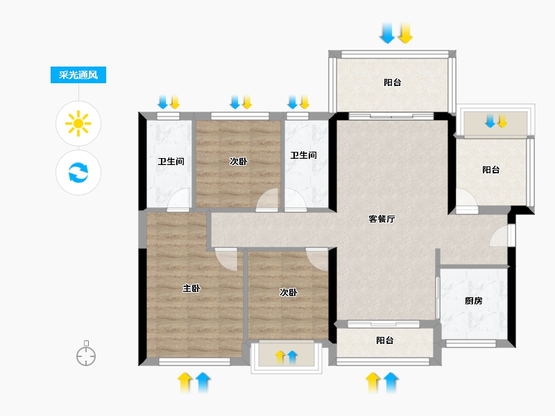 广东省-湛江市-城发润璟湾-83.00-户型库-采光通风