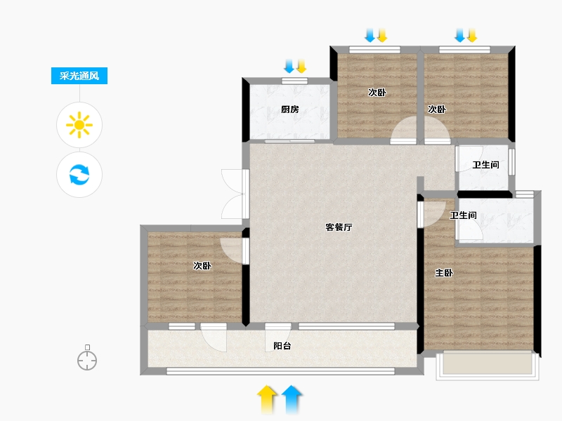 山东省-潍坊市-泽信·启元天著-114.41-户型库-采光通风