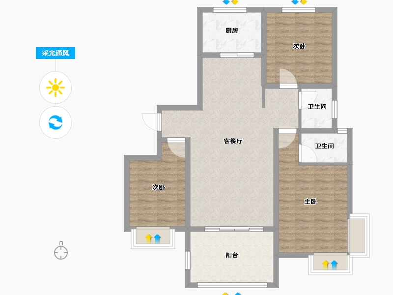 河南省-鹤壁市-云溪学府-97.61-户型库-采光通风