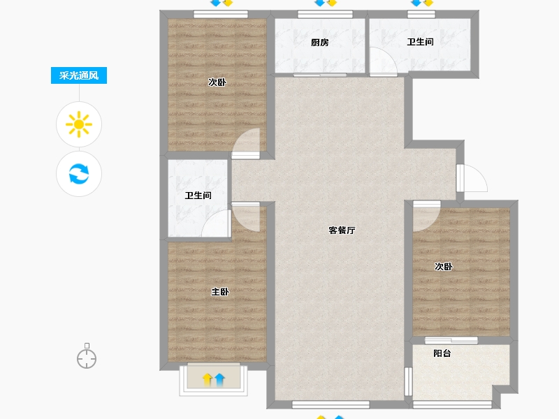 河北省-邯郸市-东城金樾府-115.00-户型库-采光通风