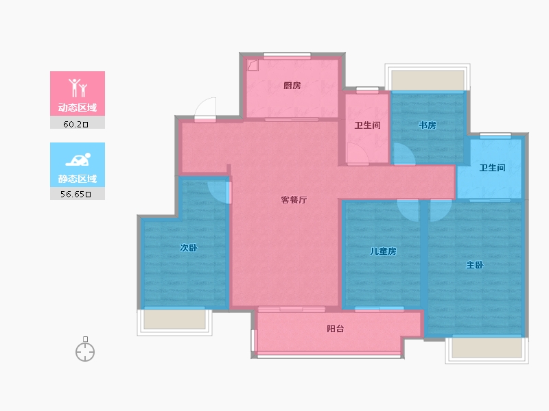 江苏省-徐州市-保利万科·兴望-104.96-户型库-动静分区