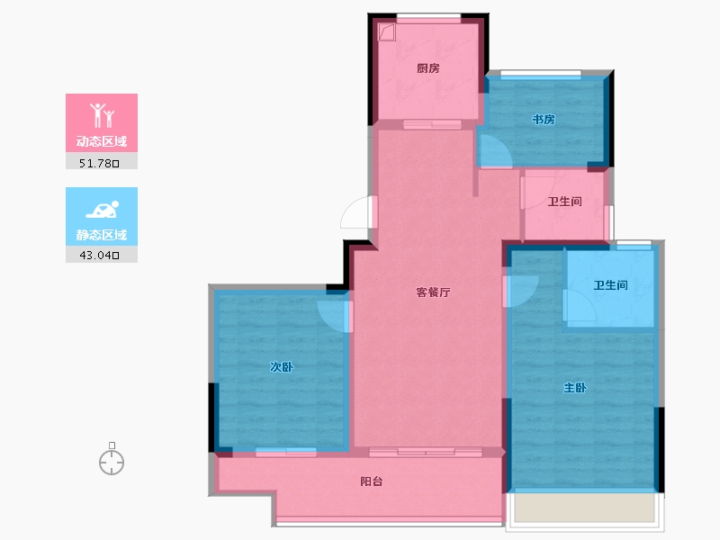 浙江省-绍兴市-泰景苑-84.70-户型库-动静分区