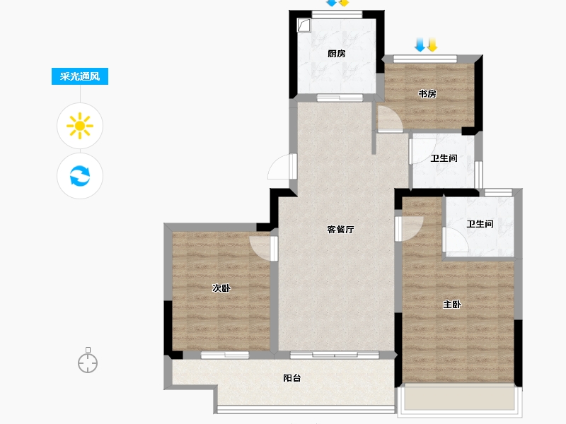 浙江省-绍兴市-泰景苑-84.70-户型库-采光通风