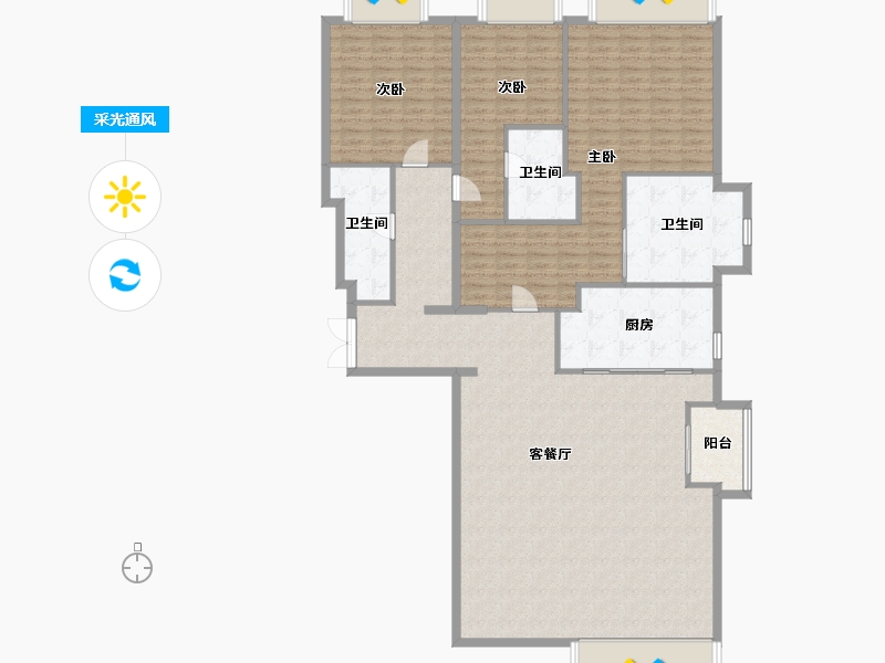 北京-北京市-东直门8号-202.40-户型库-采光通风