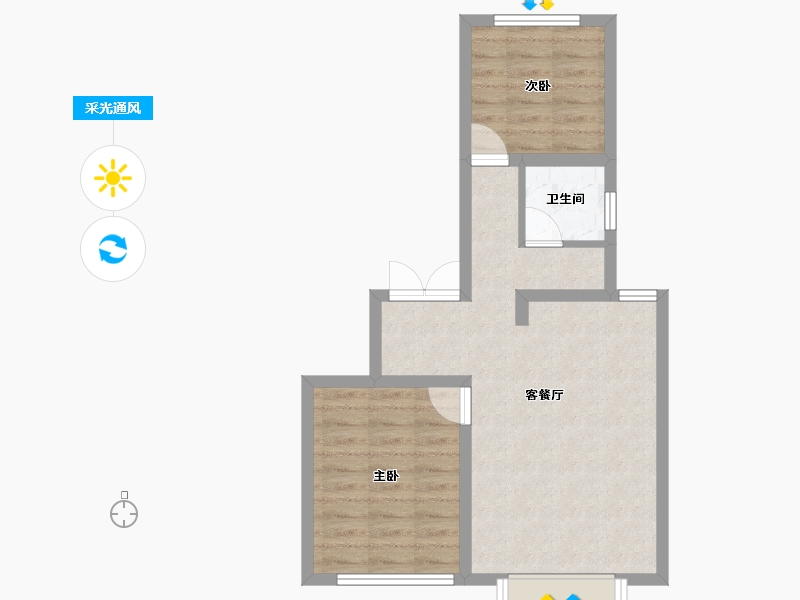 内蒙古自治区-乌兰察布市-山水文园四期-56.69-户型库-采光通风