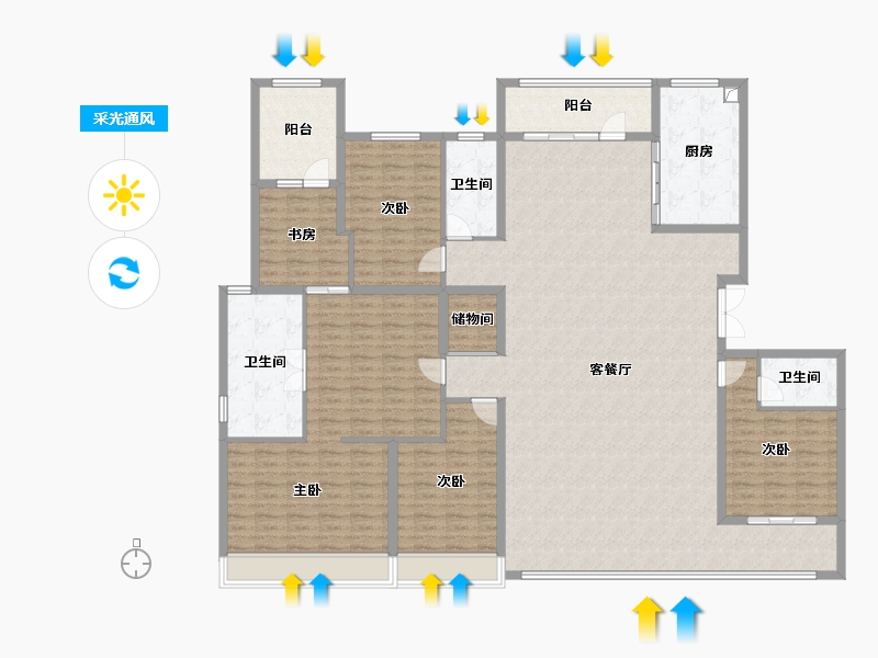 山东省-潍坊市-中海·天钻-218.85-户型库-采光通风