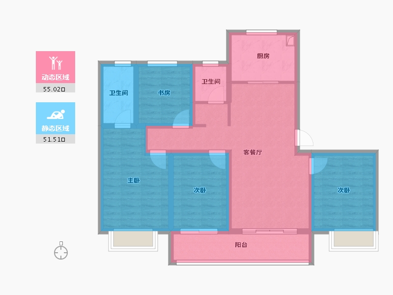 江苏省-徐州市-鸿基·泊枫花园-94.19-户型库-动静分区