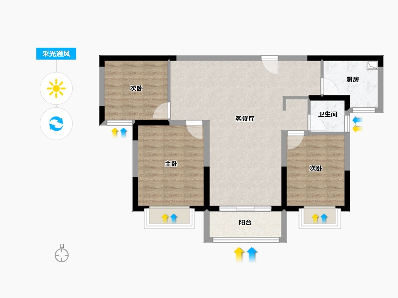 江苏省-徐州市-鸿基·泊枫花园-77.85-户型库-采光通风