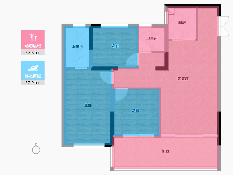 陕西省-延安市-翡翠云锦-80.22-户型库-动静分区