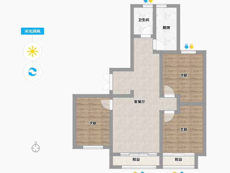 河北省-保定市-龙腾一品-72.08-户型库-采光通风