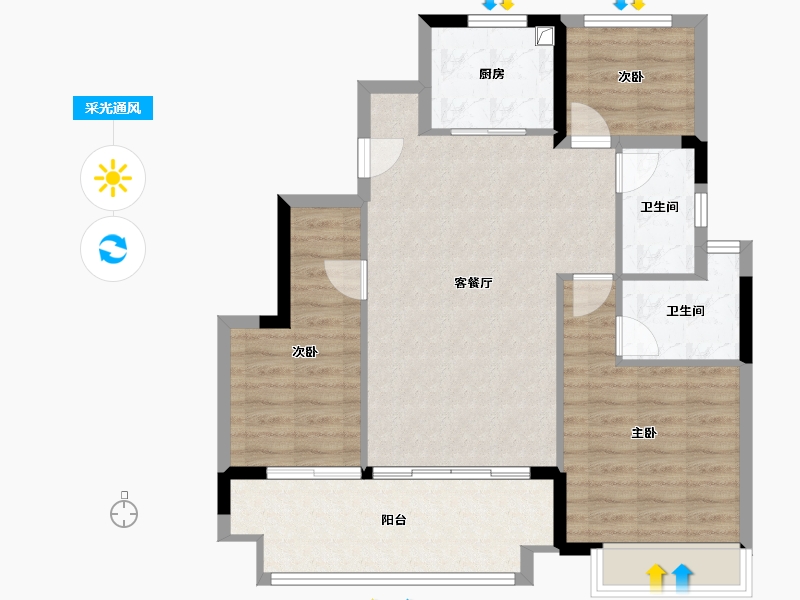 海南省-三亚市-昊瑞·海悦半岛-84.80-户型库-采光通风