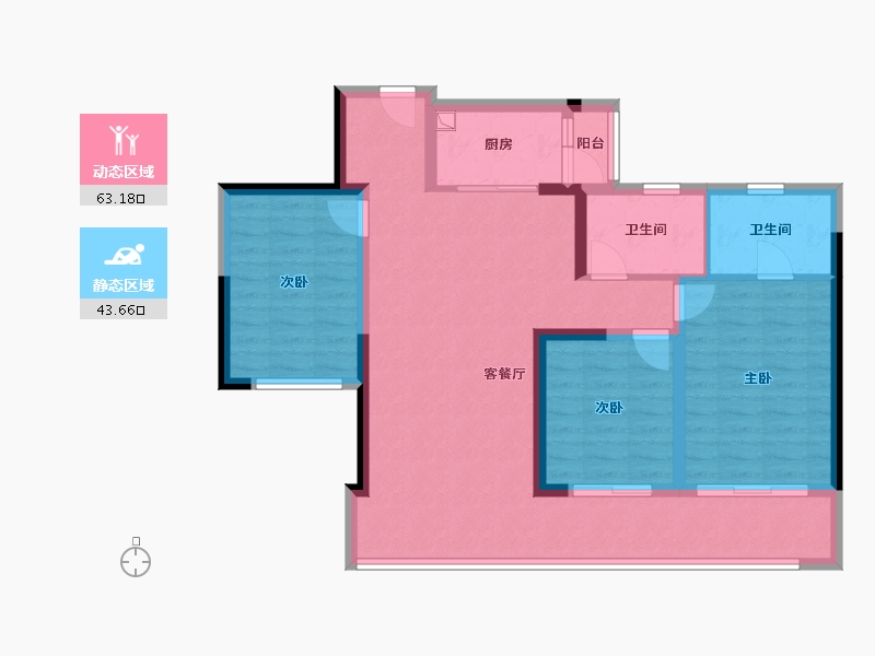 四川省-宜宾市-康龙·城南华府-95.54-户型库-动静分区