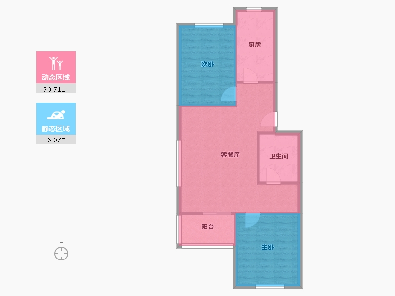 内蒙古自治区-呼和浩特市-艾博龙园-64.00-户型库-动静分区