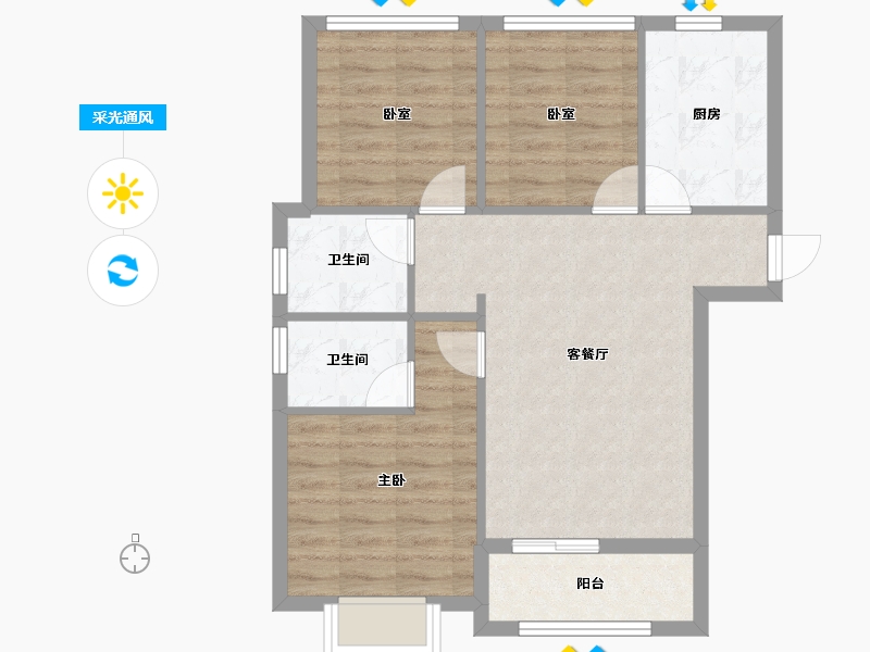 青海省-西宁市-盛锦华庭-94.40-户型库-采光通风