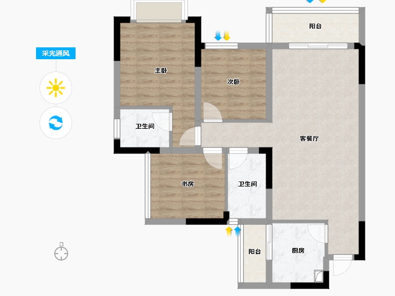 四川省-泸州市-峰景东苑-84.00-户型库-采光通风