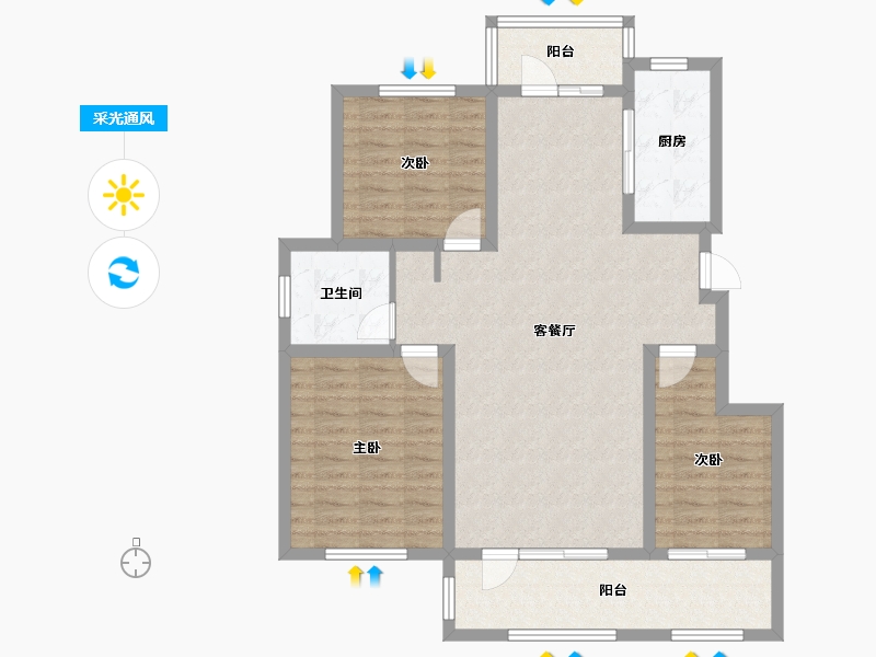 新疆维吾尔自治区-伊犁哈萨克自治州-九合院-98.40-户型库-采光通风