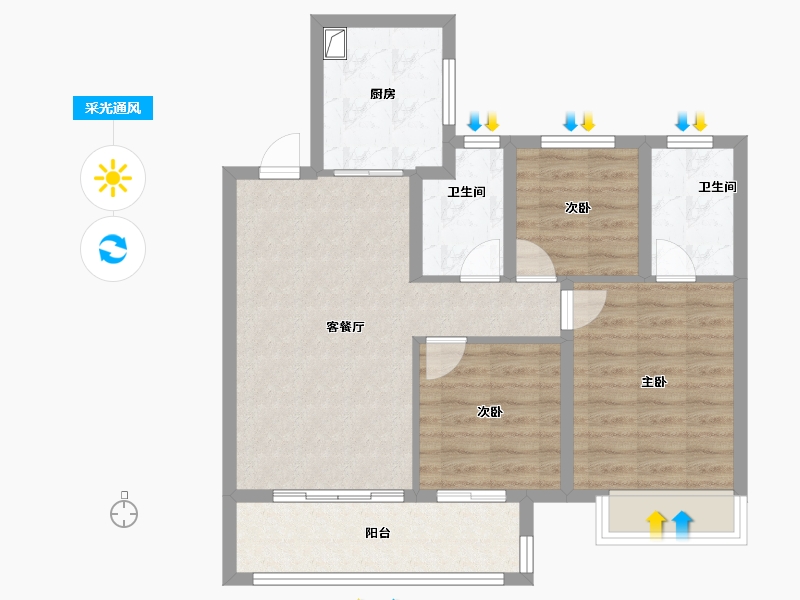 江苏省-常州市-滨江悦享城-75.28-户型库-采光通风