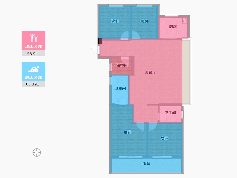 浙江省-杭州市-沁瑄云上府(共有产权)-110.09-户型库-动静分区