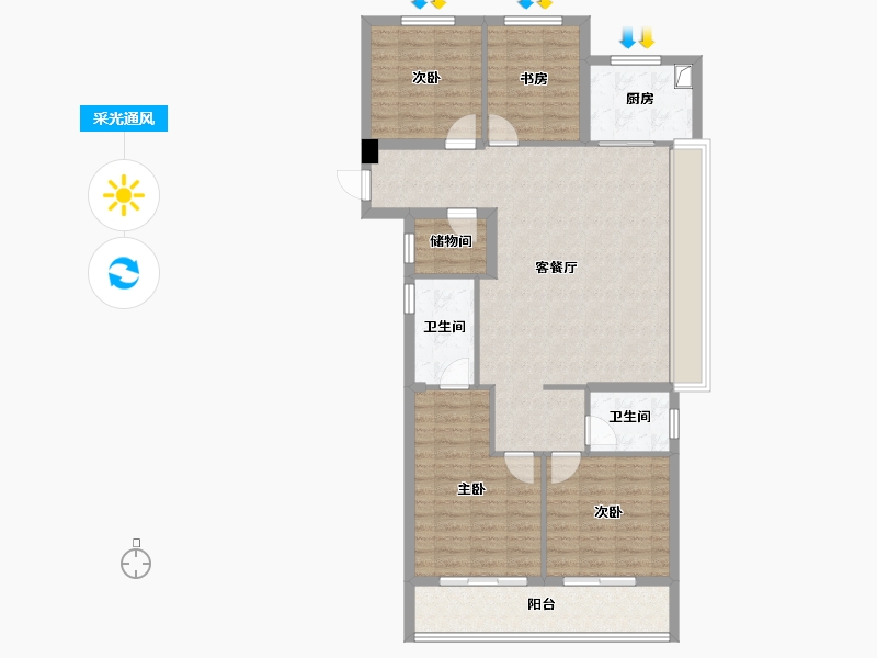 浙江省-杭州市-沁瑄云上府(共有产权)-110.09-户型库-采光通风