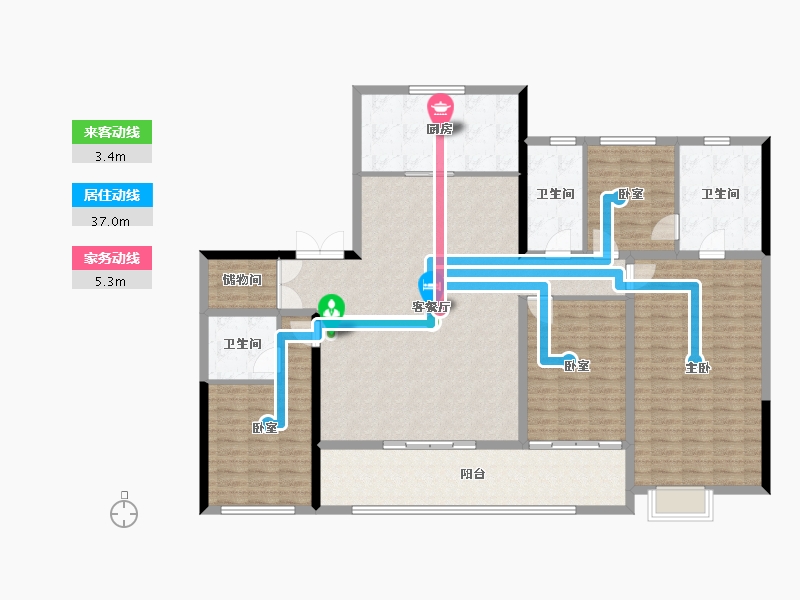 浙江省-杭州市-西房宸樾恒久府-169.34-户型库-动静线