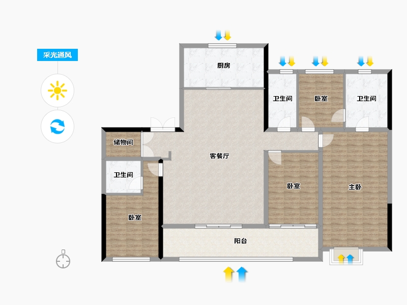 浙江省-杭州市-西房宸樾恒久府-169.34-户型库-采光通风