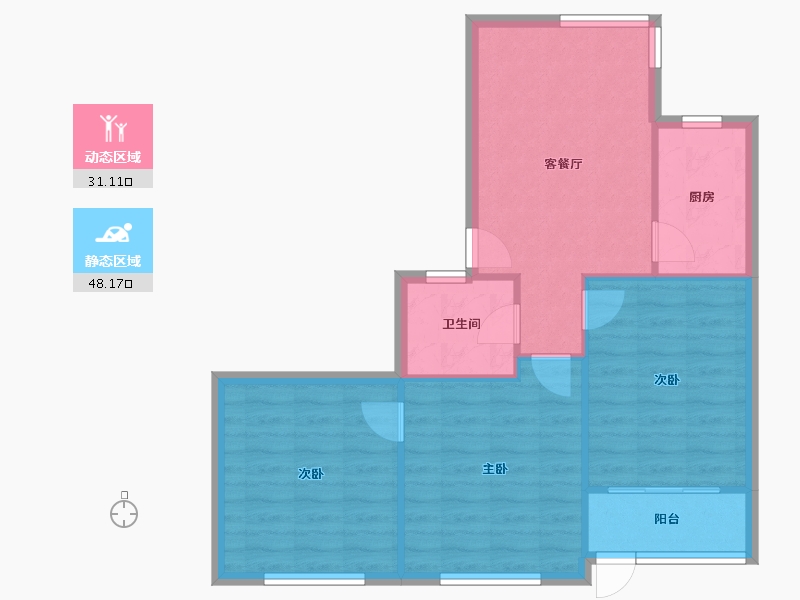 上海-上海市-沙田公寓-71.13-户型库-动静分区