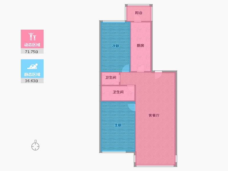 黑龙江省-哈尔滨市-通达馨园小区-94.00-户型库-动静分区