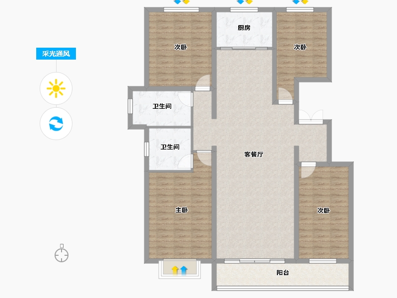 新疆维吾尔自治区-塔城地区-湖畔壹号-126.40-户型库-采光通风