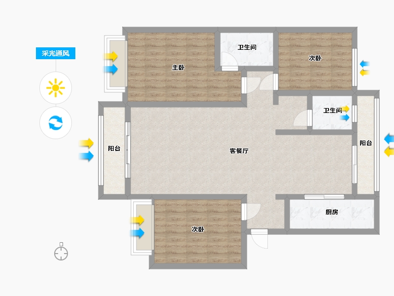 河北省-邢台市-清华园和府-109.77-户型库-采光通风