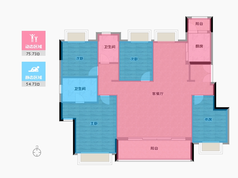 湖北省-武汉市-国博城盛江府-143.89-户型库-动静分区