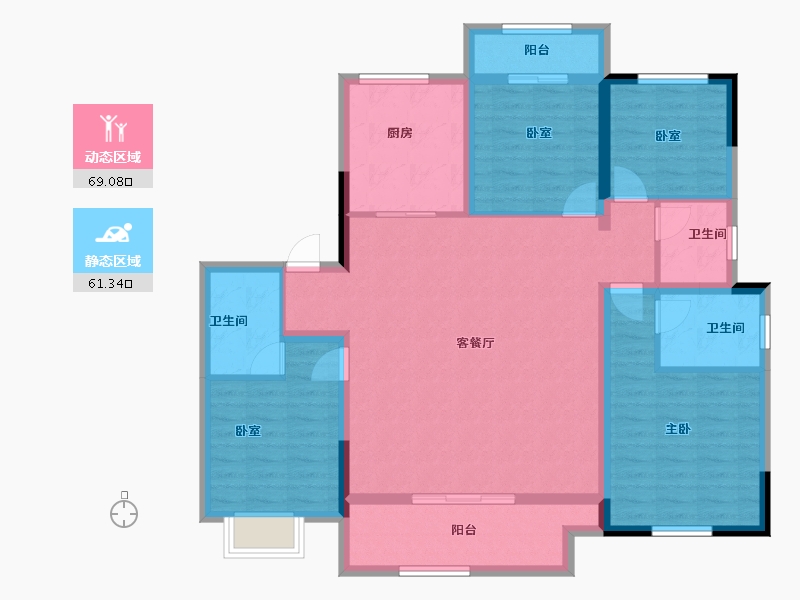 浙江省-湖州市-天能天泽府-117.05-户型库-动静分区