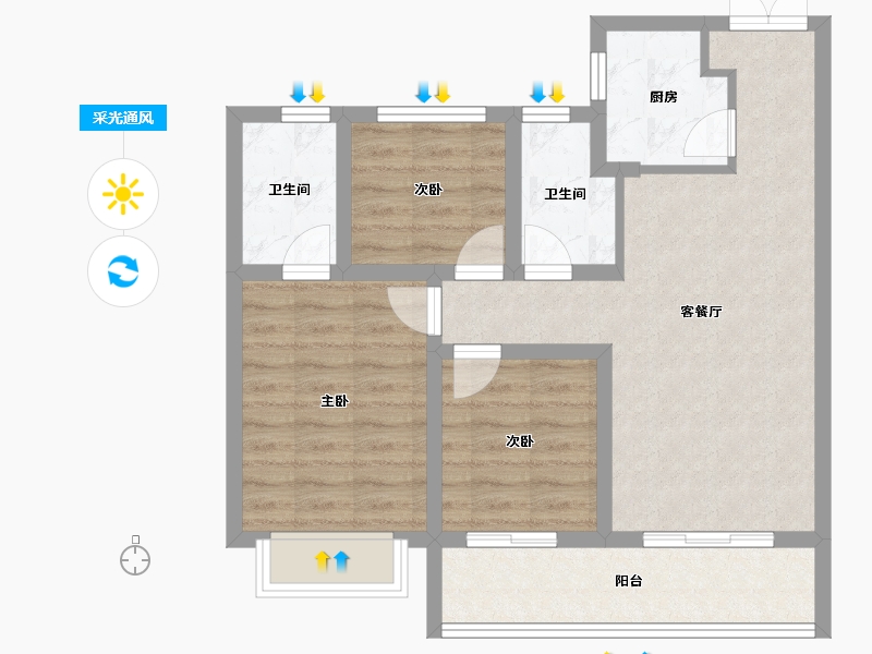 山西省-长治市-梧桐苑-73.11-户型库-采光通风