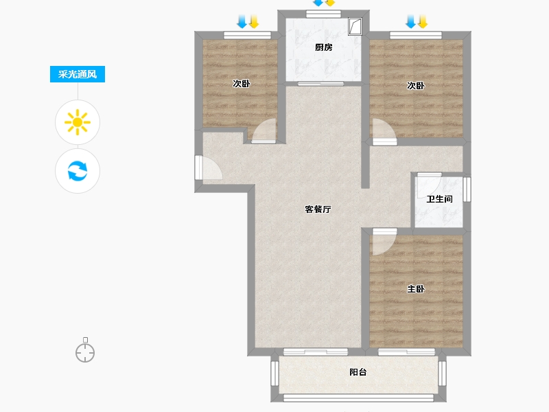 江苏省-徐州市-鸿基·泊枫花园-80.14-户型库-采光通风