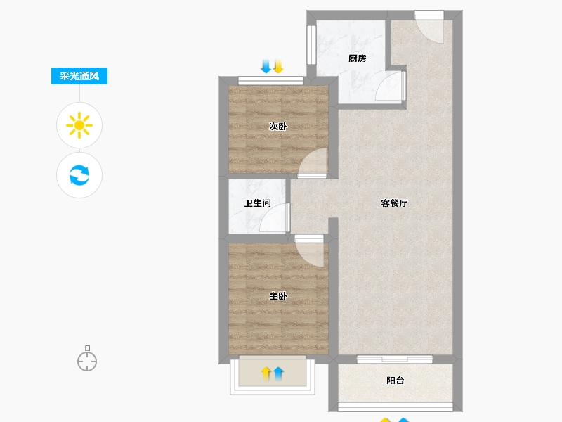 山西省-长治市-梧桐苑-53.24-户型库-采光通风