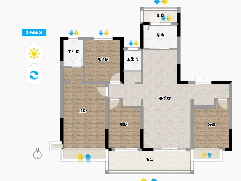 四川省-成都市-荣盛时代天府-109.00-户型库-采光通风