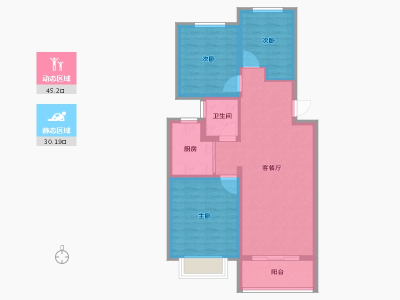 山西省-长治市-梧桐苑-66.86-户型库-动静分区