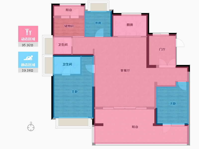 陕西省-西安市-绿城桂月云翠-122.08-户型库-动静分区