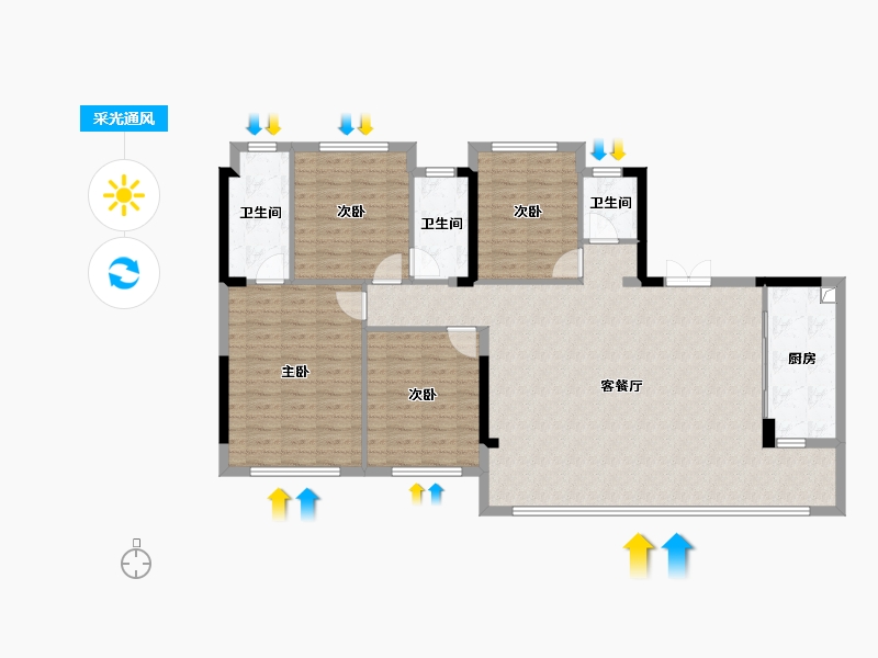 四川省-成都市-嘉禾宸府-129.55-户型库-采光通风