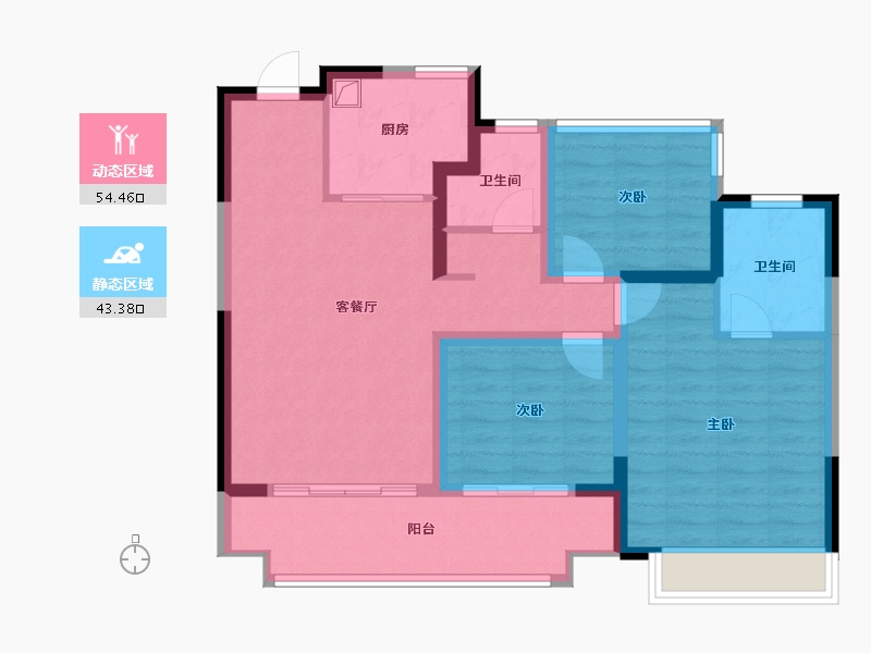 安徽省-合肥市-紫云湖TOD年华云湖-86.87-户型库-动静分区