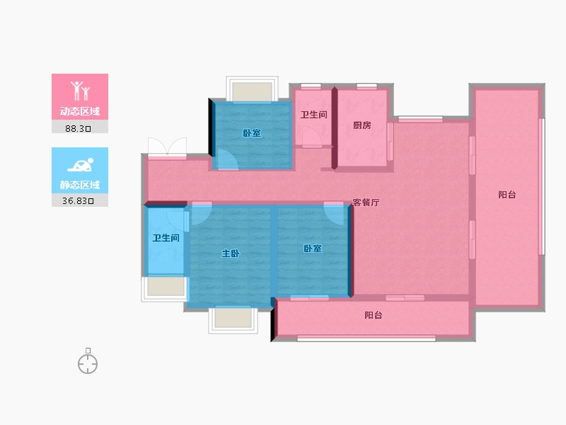 陕西省-延安市-翡翠云锦-111.16-户型库-动静分区