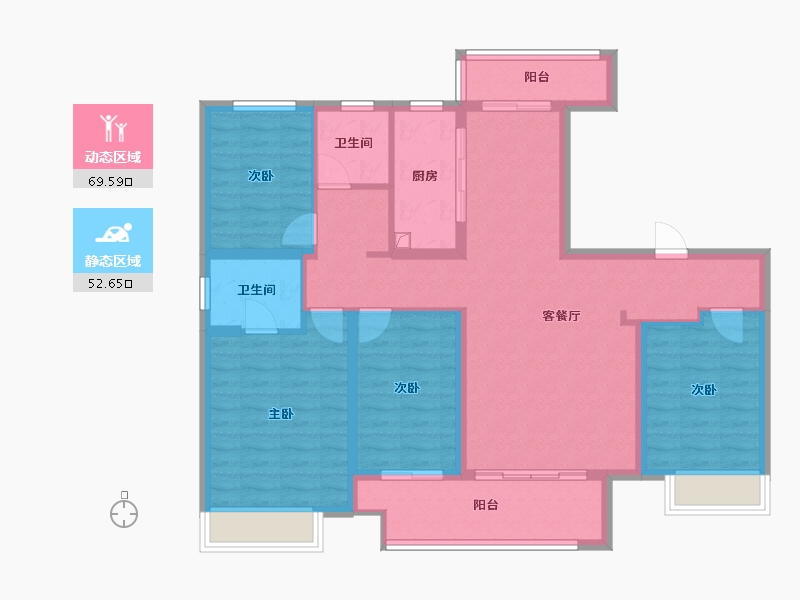 陕西省-延安市-伴山樾谷·芳菲里-109.23-户型库-动静分区